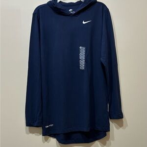 NWT Nike Navy Blue Hoodie with White Logo, size small